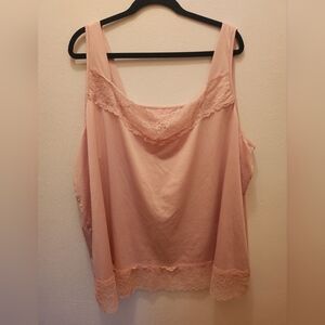 Pink Lace Trim Tank Top